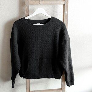 All In Motion Quilted Sweatshirt Women’s Sz Large 100% Cotton Black Pullover